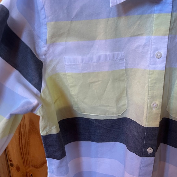 Jaclyn Smith Top Button Up Blue White Yellow Stripe 100% Cotton Women's Large - Picture 7 of 7